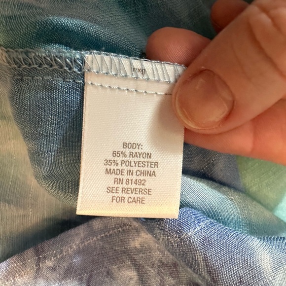 Women's watercolor long sleeve Button Up Blouse Pleated detailing 3X #1629 - Picture 5 of 10